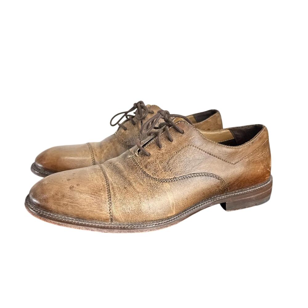 Men's J&M est. 1850 Brown Leather Cap Toed Oxford Dress Shoes - Sz 10